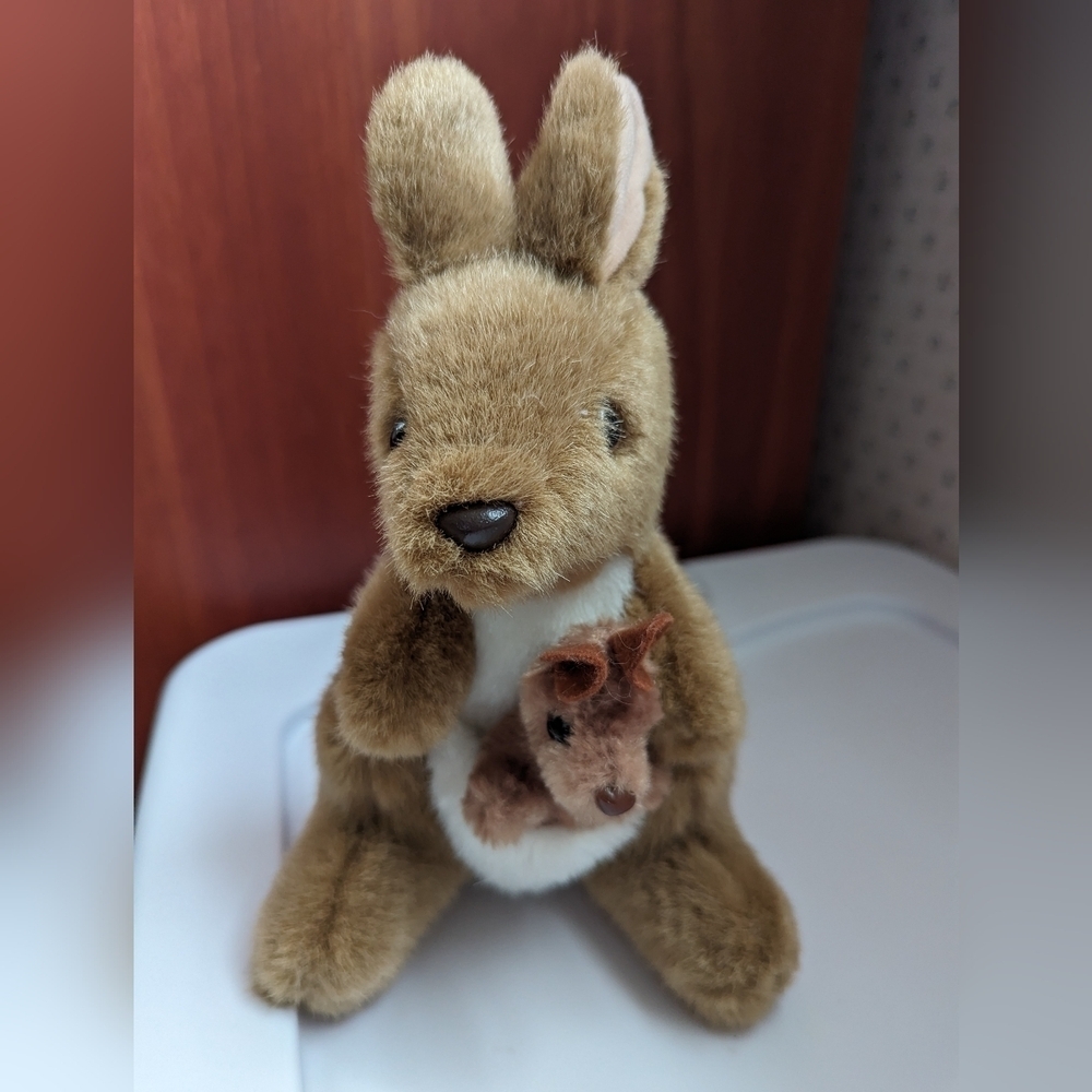 Aussie Bush Toys, Sydney Australia, Kangaroo, Joey in pouch stuffed animal plush